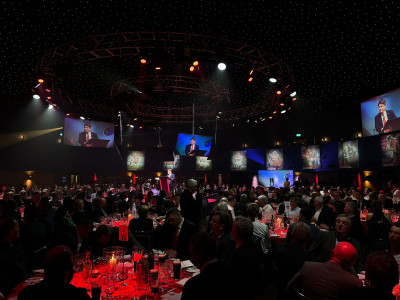corporate event, conference with stage and led screens